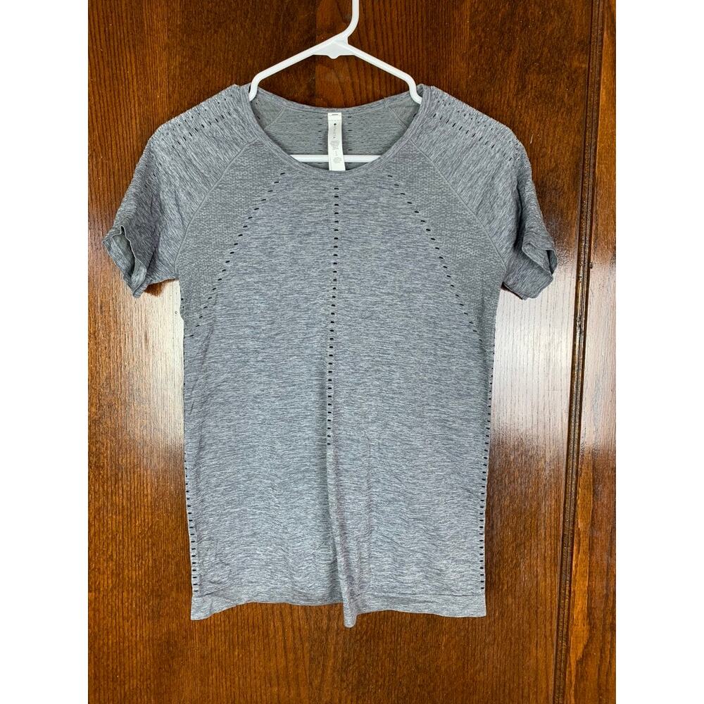 Athleta Short Sleeve Top, Small, Heather Gray, Vented